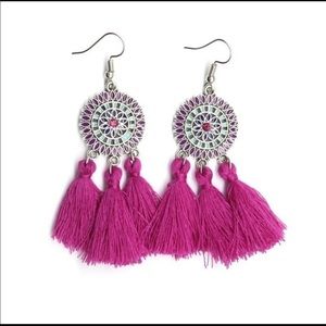 Pink tassel earrings
